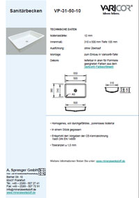 Varicor Waschbecken Modell VP-31-50-10