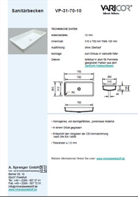 Varicor Waschbecken Modell VP-31-70-10