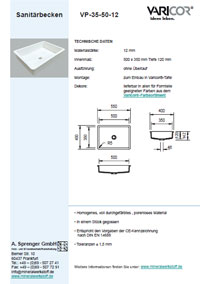 Varicor Waschbecken Modell VP-55-110-14