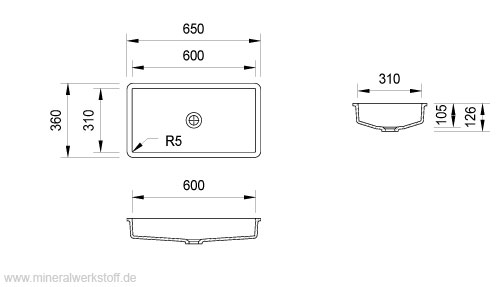 Varicor Waschbecken Modell VP-31-60-10