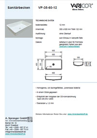 Varicor Waschbecken Modell VP35-60-12