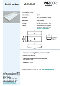 Varicor Waschbecken Modell VP35-90-13