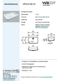 Varicor Waschbecken Modell VP-55-110-14