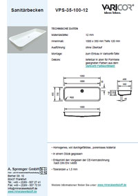 Varicor Waschbecken Modell VPS-35-100-12