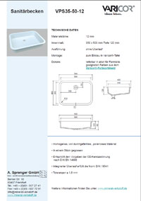 Varicor Waschbecken Modell VPS35-5-12