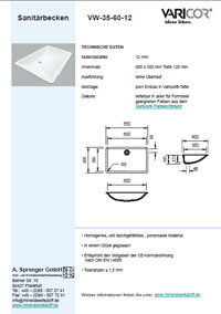 Varicor Waschbecken Modell VP-55-110-14