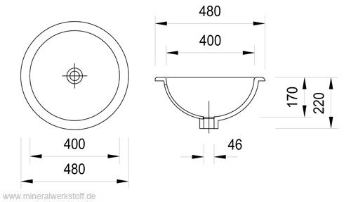 Varicor Waschbecken Modell ABS 11