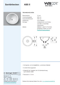 Varicor Waschbecken Modell ABS5