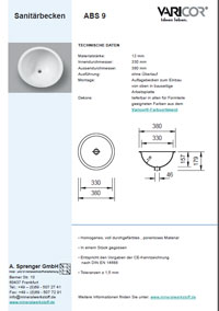 Varicor Waschbecken Modell ABS9