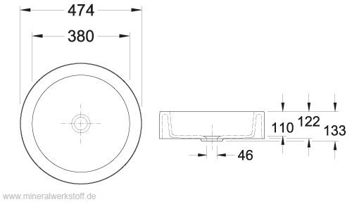 Varicor Waschbecken Modell ASB 38