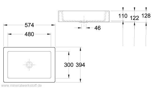 Varicor Waschbecken Modell ASB 48