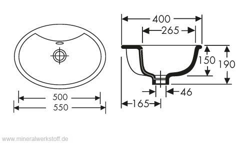 Varicor Waschbecken Modell EBS 15