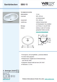 Varicor Waschbecken Modell EBS 15