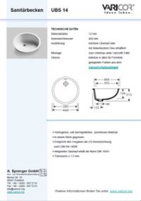 Varicor Waschbecken Modell UBS 14