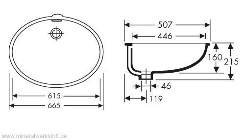 Varicor Waschbecken Modell UBS 25