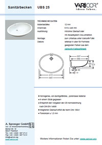 Varicor Waschbecken Modell UBS 25