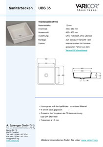 Varicor Waschbecken Modell UBS 35