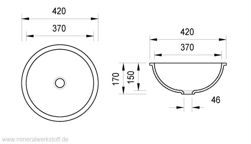 Varicor Waschbecken ModellUBS370