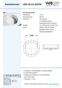 Varicor Waschbecken Modell UBS 38 mit ADP38