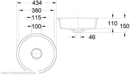 Varicor Waschbecken Modell UBS 5