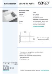 Varicor Waschbecken Modell UBS 48 ADP 48