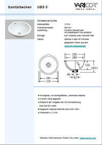 Varicor Waschbecken Modell UBS 5