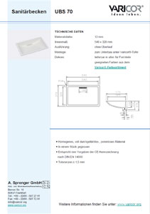 Varicor Waschbecken Modell UBS 70