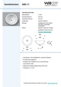 Varicor Waschbecken Modell ABS 11