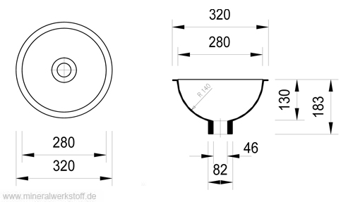 Varicor Waschbecken Modell ABS 5