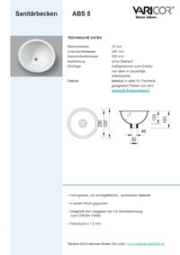 Varicor Waschbecken Modell ABS5