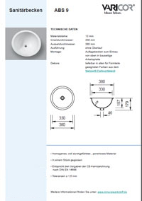 Varicor Waschbecken Modell ABS9