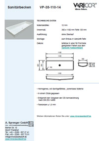 Varicor Waschbecken Modell VP-55-110-14