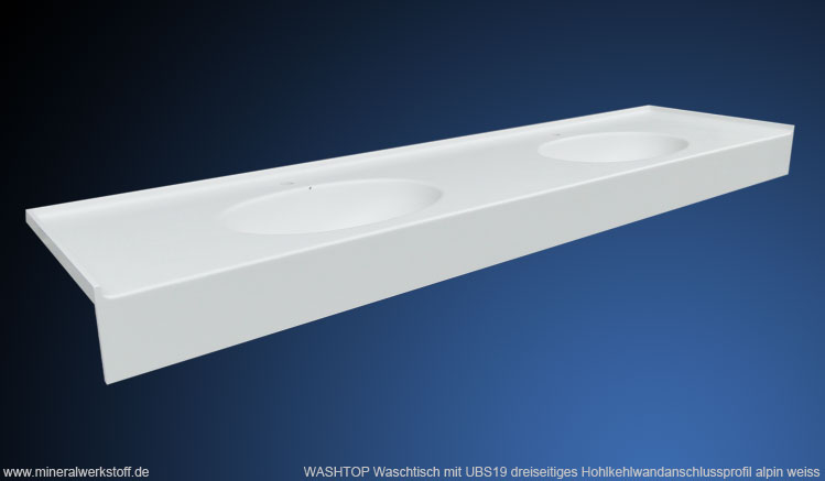 WASHTOP Doppelwaschtisch mit UBS48 und dreiseitigem Hohlkehlenanschlussprofil
