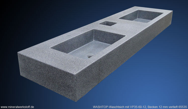Washtop Waschtisch mit VP35-60-12 Becken 12mm vertieftUBS 11 mit Flchenfrsung