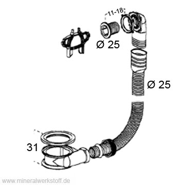Ablaufgarnitur mit Gummistöpsel