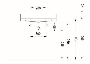 Varicor Waschbecken Jerico integra Technische Zeichnung 1