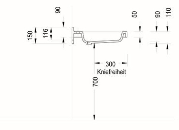 Varicor Waschbecken Jerico integra Technische Zeichnung 2
