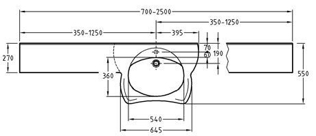 Waschtisch unterfahrbar Zeichnung 2